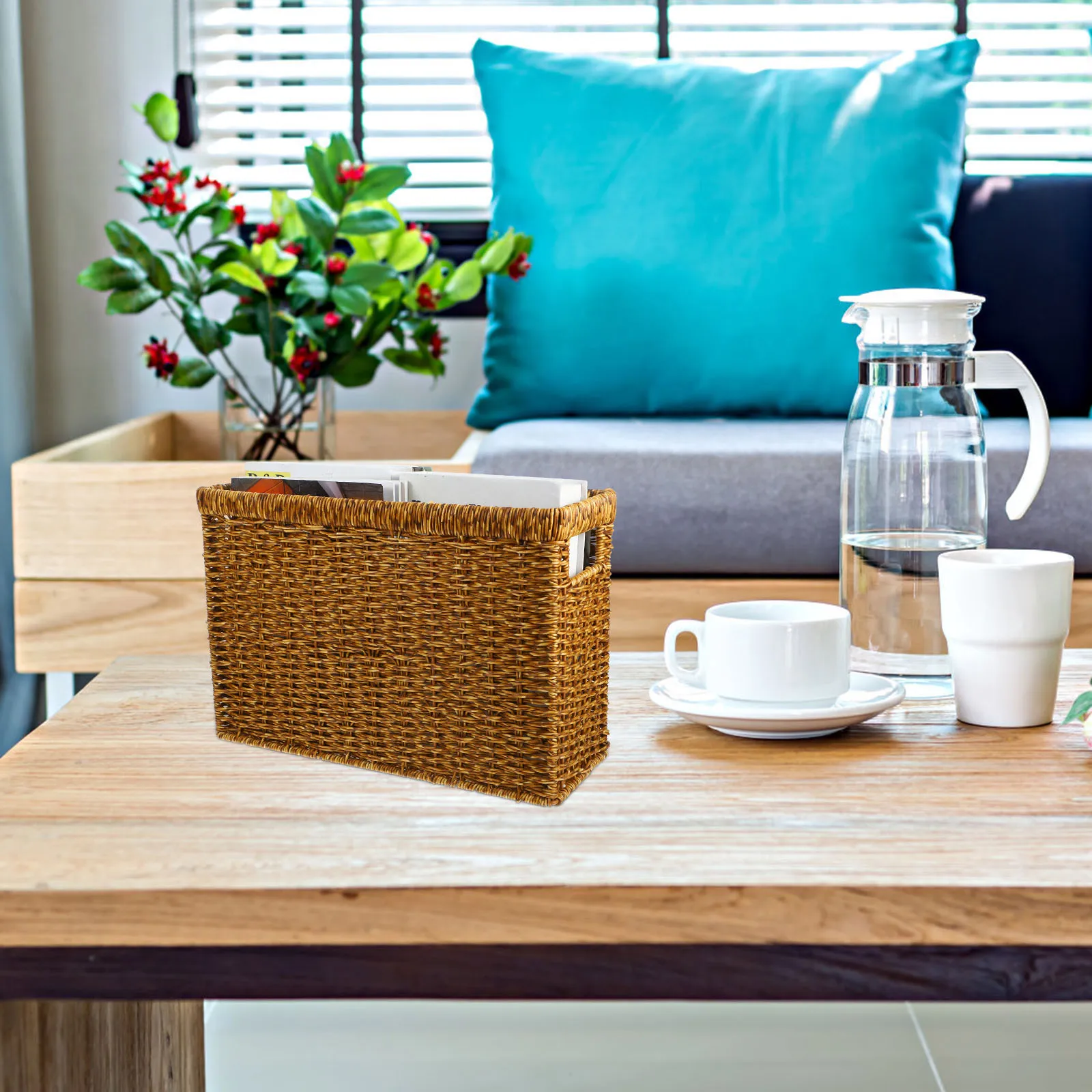 Magazines Storage Basket Woven Container with Handle Desk Organizer Multi-functional Home Decor Sturdy Toy Clothes 
Magazines Storage Basket Woven Container with Handle Desk Organizer Multi-functional Home Decor Sturdy Toy Clothes
