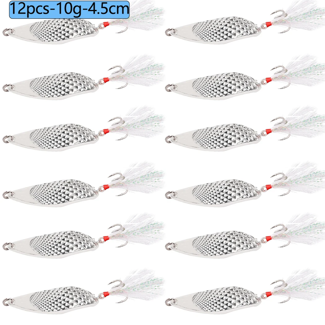 12pcs Metal Spinner Spoon Fishing Lure 3g 5g 7g 10g 15g 20g Gold Silver Artificial Bait Sinking Sea Lures Trout Pike Bass Tackle
12pcs Metal Spinner Spoon Fishing Lure 3g 5g 7g 10g 15g 20g Gold Silver Artificial Bait Sinking Sea Lures Trout Pike Bass Tackle