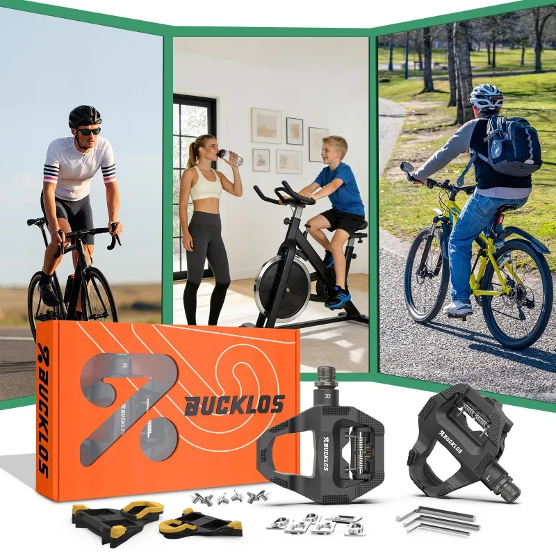 BUCKLOS Carbon Fiber Dual Pedals for SPD-SL Clipless & Flat Pedal Multi-use Anti-slip High-quality Road Bicycle Pedals PD-R685
BUCKLOS Carbon Fiber Dual Pedals for SPD-SL Clipless & Flat Pedal Multi-use Anti-slip High-quality Road Bicycle Pedals PD-R685