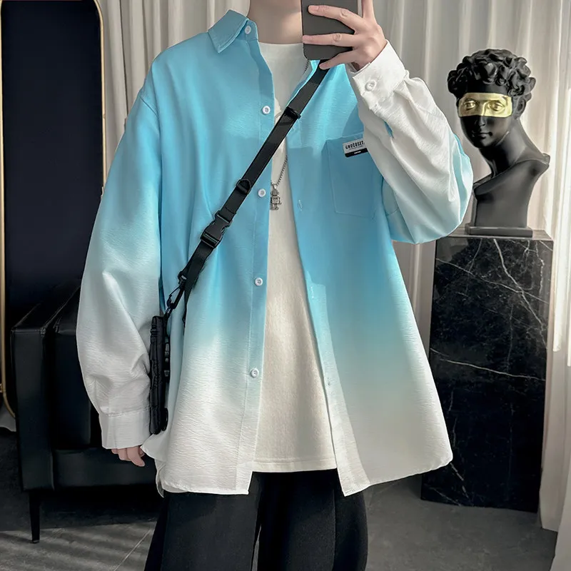 Korean High-End Men's Casual Gradient Color Long Sleeve Shirt Original Top Spring Cool Street Style Breathable Polyester
Korean High-End Men's Casual Gradient Color Long Sleeve Shirt Original Top Spring Cool Street Style Breathable Polyester