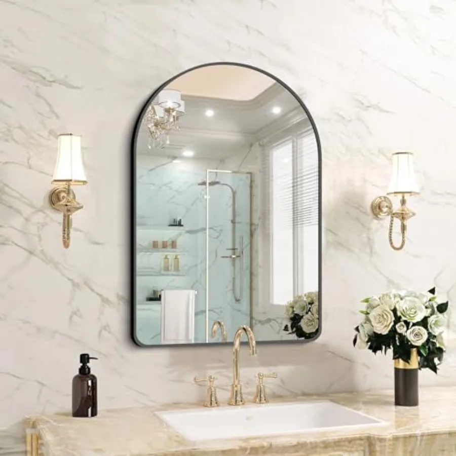 Arched Bathroom Mirror 20x28 Inch, Bathroom Mirror Wall Mounted Modern Aluminum Alloy Frame Decor Dresser Mirror for Bedroom Li
Arched Bathroom Mirror 20x28 Inch, Bathroom Mirror Wall Mounted Modern Aluminum Alloy Frame Decor Dresser Mirror for Bedroom Li