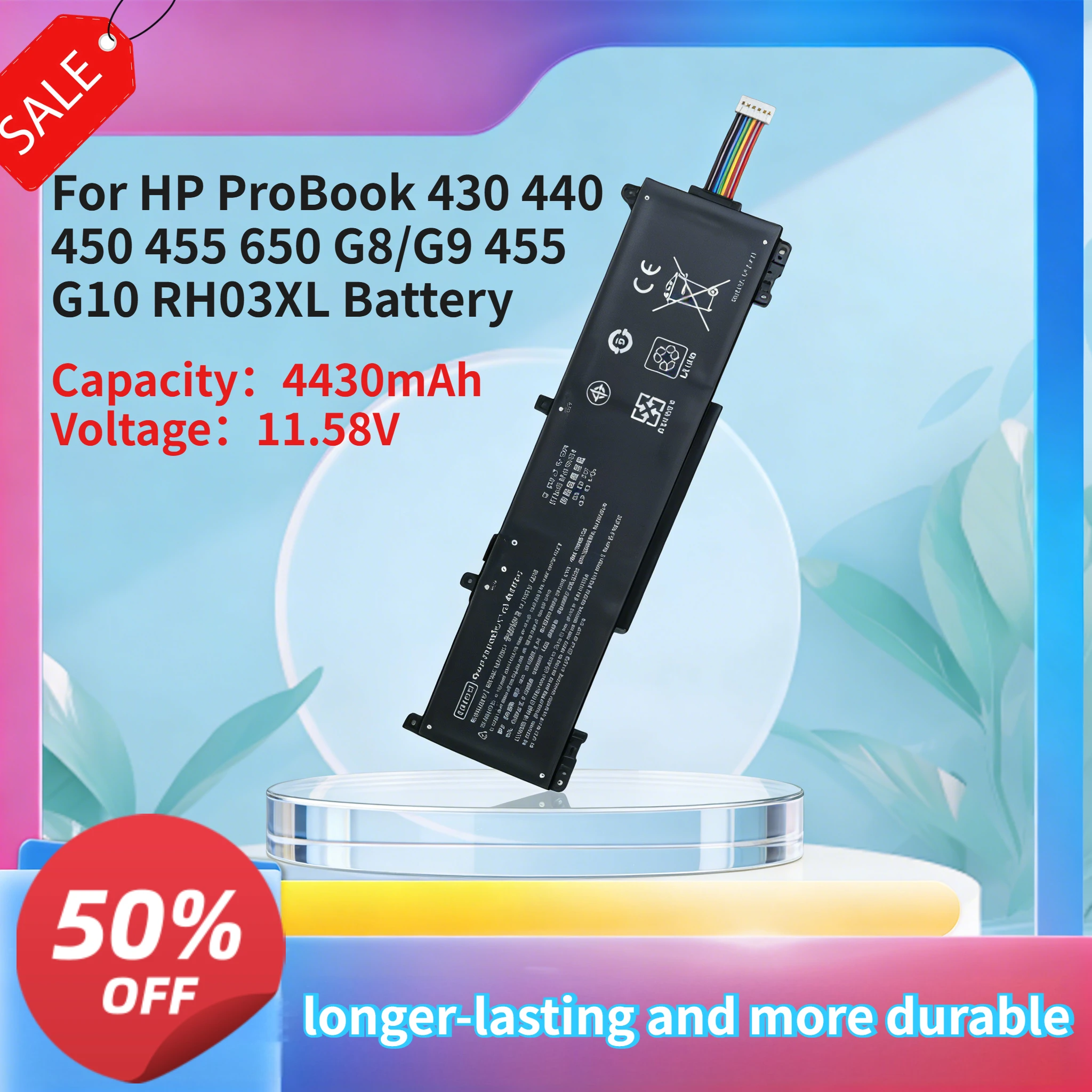 RH03XL 4430mAh 11.58V High Quality Laptop Battery Compatible with HP ProBook 430 440 450 455 650 G8 G9 G10
RH03XL 4430mAh 11.58V High Quality Laptop Battery Compatible with HP ProBook 430 440 450 455 650 G8 G9 G10