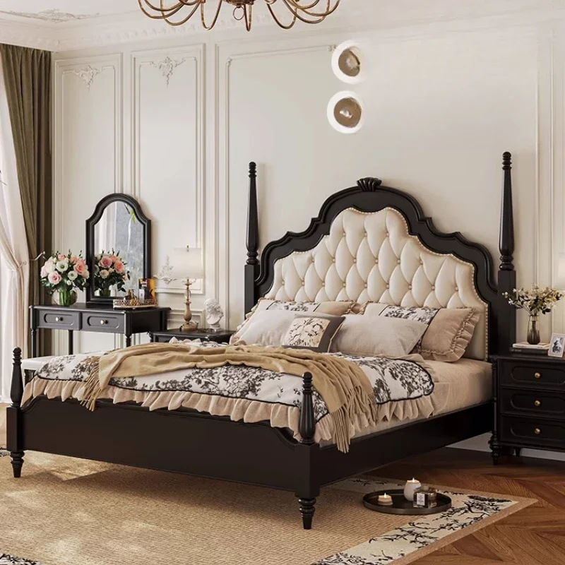 American retro wind bed, all solid wood bed, leather soft 1.8 meters double bed, French high-end master bedroom furniture big
American retro wind bed, all solid wood bed, leather soft 1.8 meters double bed, French high-end master bedroom furniture big