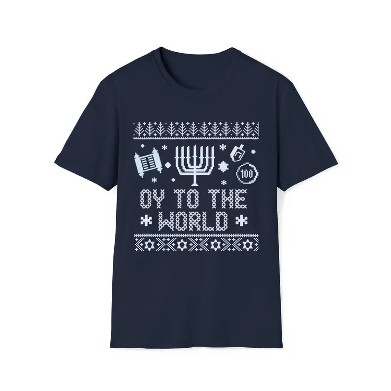 Oy To The World Hannukah Shirt Happy Jewish Gift Funny Gifts Menorah Festival of Lights Letters Printed T-shirt Tops Unisex
Oy To The World Hannukah Shirt Happy Jewish Gift Funny Gifts Menorah Festival of Lights Letters Printed T-shirt Tops Unisex