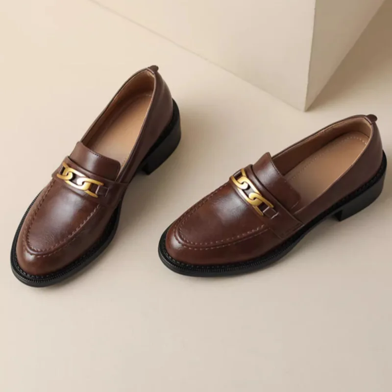 Soft Leather, Thick Heel, Metal Buckle Loafers for Women 2026 New Spring French Retro Fashion, Versatile Single Shoes for Women
Soft Leather, Thick Heel, Metal Buckle Loafers for Women 2026 New Spring French Retro Fashion, Versatile Single Shoes for Women