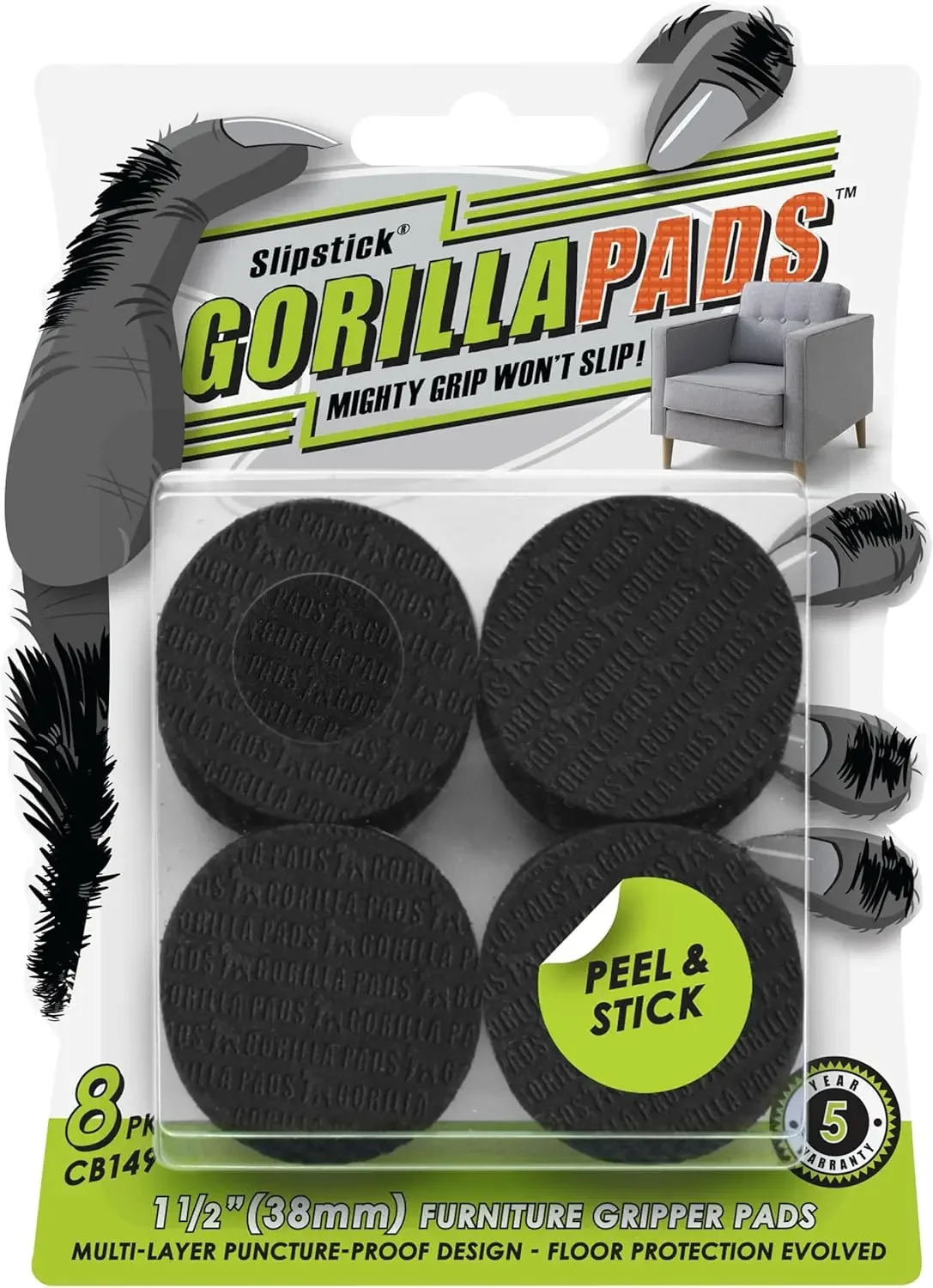 Non-Slip Furniture Pads Set of 8, Self-Adhesive Floor Protectors for Chairs and Tables, Black Round
Non-Slip Furniture Pads Set of 8, Self-Adhesive Floor Protectors for Chairs and Tables, Black Round