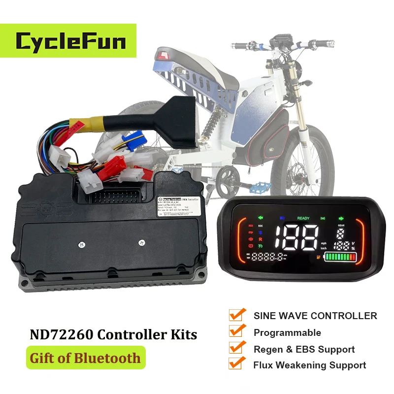 48V-72V Fardriver ND72200 Peak 200A 800W-1500W BLDC Sine Wave Controller With N7 Display Bluetooth For Electric Scooter E-bike
48V-72V Fardriver ND72200 Peak 200A 800W-1500W BLDC Sine Wave Controller With N7 Display Bluetooth For Electric Scooter E-bike