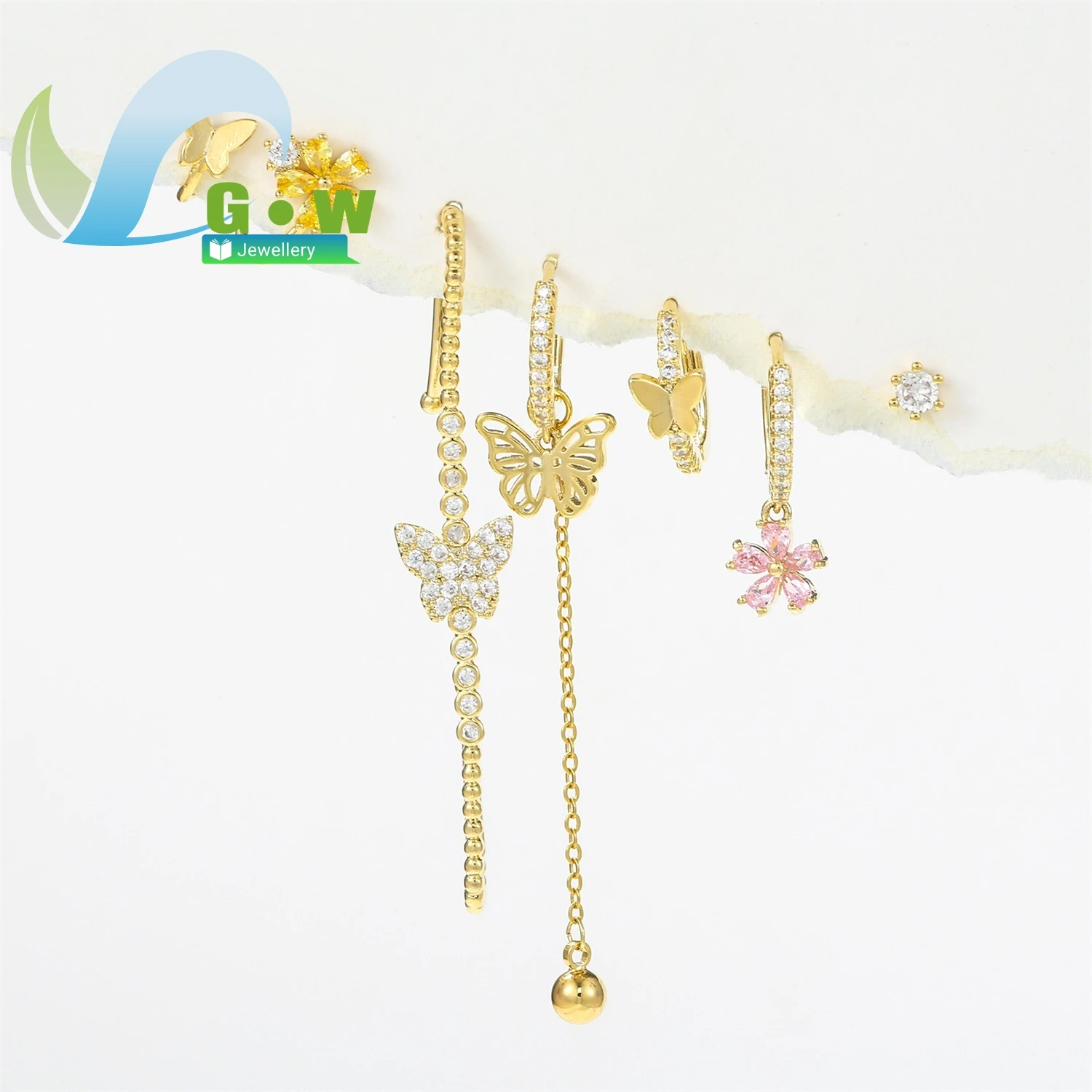 European American Style New No Piercing Butterfly Ear Hook Fashion Micro Inlaid Color Zirconia Flower Earring Set Jewelry Wholes
European American Style New No Piercing Butterfly Ear Hook Fashion Micro Inlaid Color Zirconia Flower Earring Set Jewelry Wholes