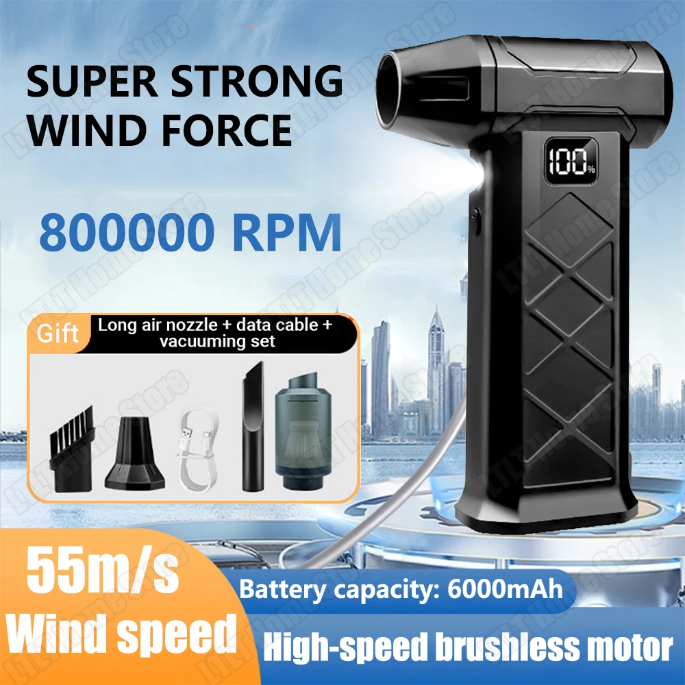 800000RPM 5 Gear Adjustable Cleaning Blower Tool Blowing Snow Electric Air Duster Car Fan Portable Type-C Charging Turbo Jet Fan
800000RPM 5 Gear Adjustable Cleaning Blower Tool Blowing Snow Electric Air Duster Car Fan Portable Type-C Charging Turbo Jet Fan