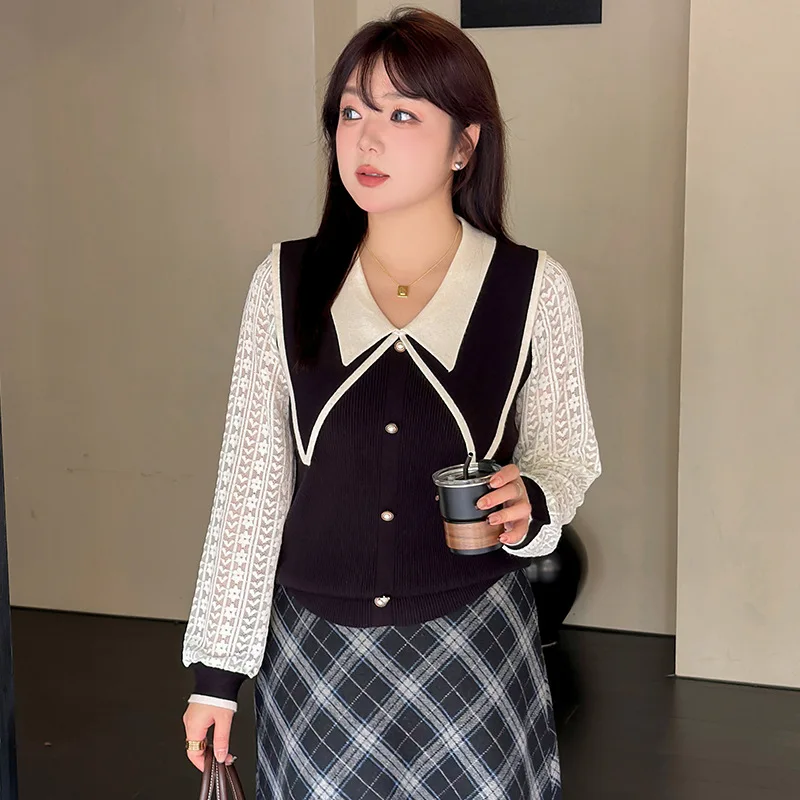 Elegant Large Size Lace Long Sleeve Collar Knitted Sweater Winter Fashion College Style Patchwork Sweet Style Ladies Swe...
Elegant Large Size Lace Long Sleeve Collar Knitted Sweater Winter Fashion College Style Patchwork Sweet Style Ladies Swe...