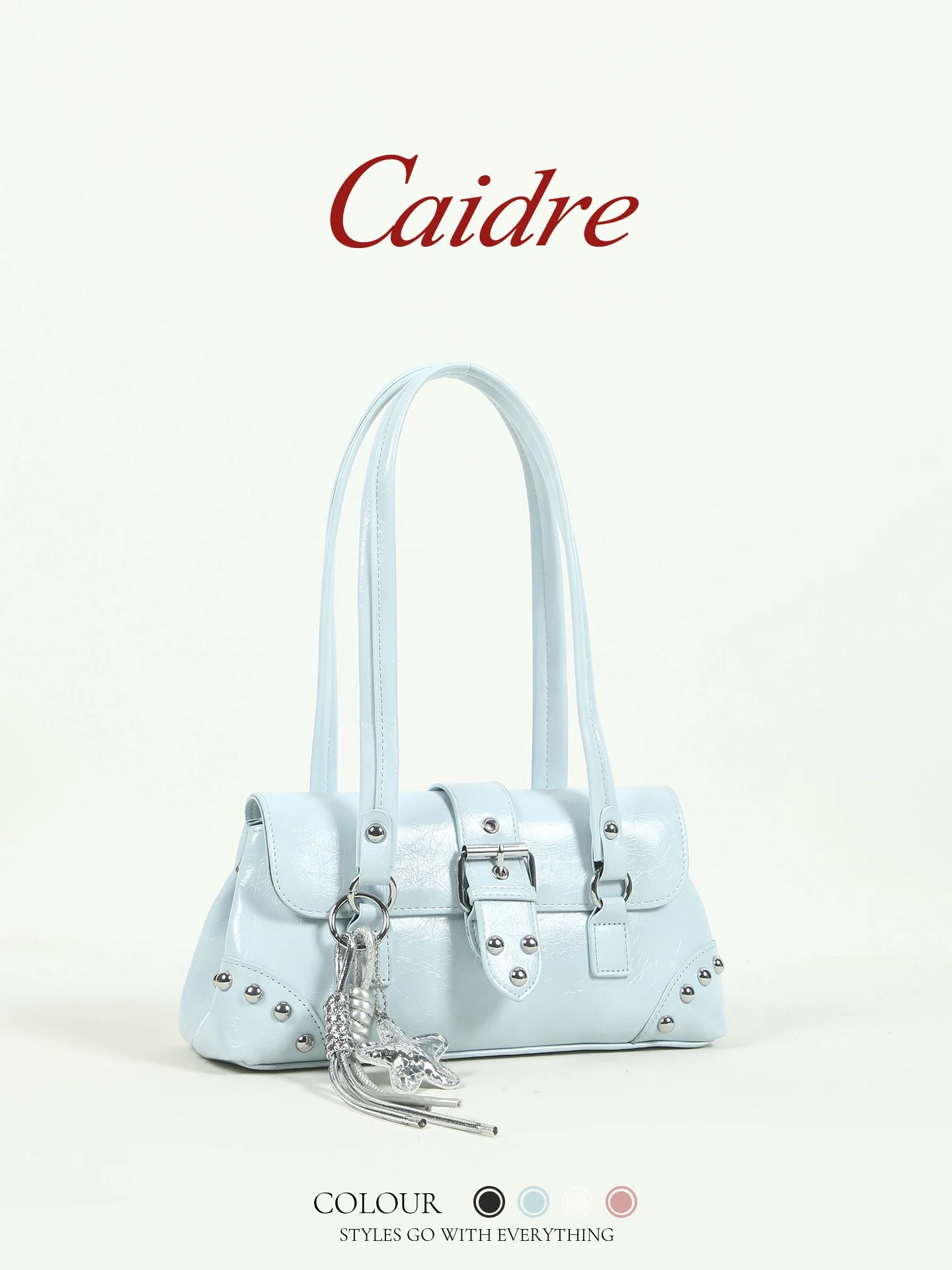Caidre Korean Style Rivet Boston Shoulder Bag Women's Birthday Commuter Underarm Bag Blue Small Handbag Fashionable PU Leather
Caidre Korean Style Rivet Boston Shoulder Bag Women's Birthday Commuter Underarm Bag Blue Small Handbag Fashionable PU Leather