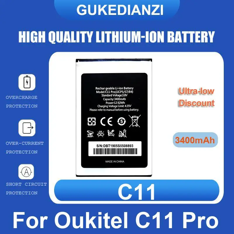 Аккумулятор для мобильного телефона C11 для Oukitel C11Pro, 3400 мАч, высокое качество
Аккумулятор для мобильного телефона C11 для Oukitel C11Pro, 3400 мАч, высокое качество
