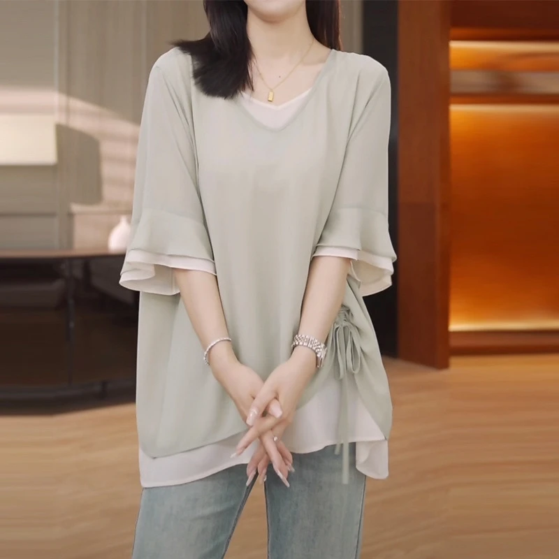 Sleeve Chiffon Sweater Plus Size Women's Clothing Covering Flesh And Hips Loose Breathable Small Shirt
Sleeve Chiffon Sweater Plus Size Women's Clothing Covering Flesh And Hips Loose Breathable Small Shirt