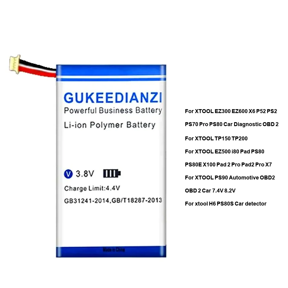 2400-13000mAh JW3970125 PL3769124 2S Battery For Xtool EZ300 EZ500 EZ600 H6 TP150 TP200 Obd 2 Car PS90 Automotive Pro
2400-13000mAh JW3970125 PL3769124 2S Battery For Xtool EZ300 EZ500 EZ600 H6 TP150 TP200 Obd 2 Car PS90 Automotive Pro