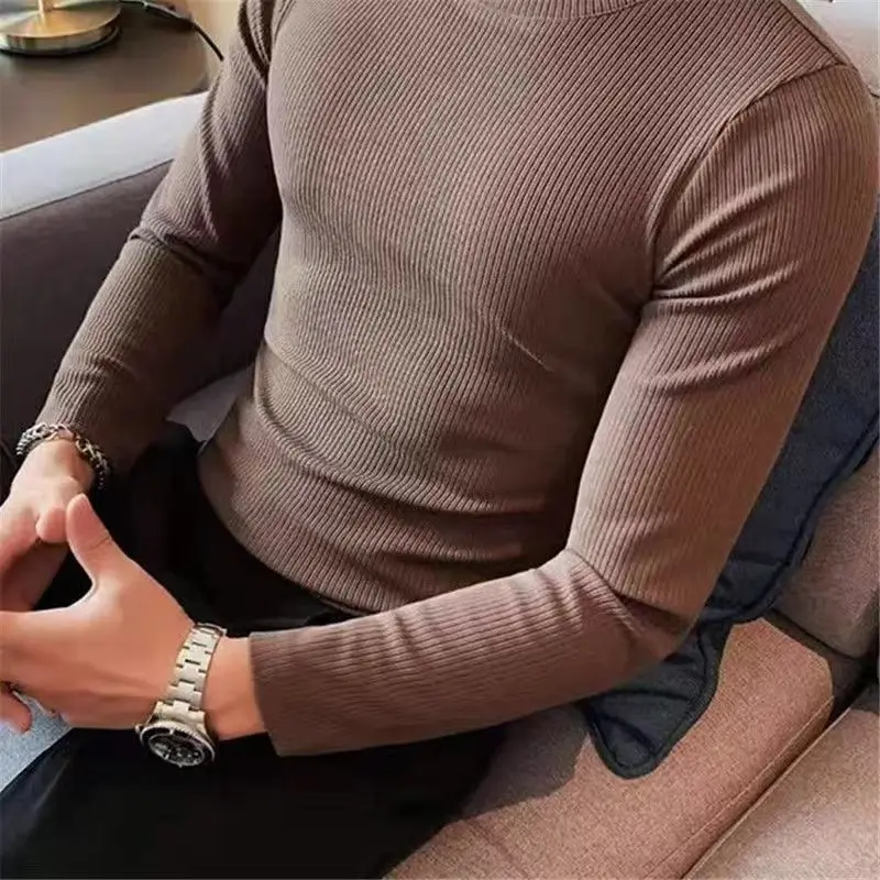 Men's Thiened f-High Collar Knitted Base irt Faionable Winter Warm Top Soft Korean Sle Long Sve Striped Sweater
Men's Thiened f-High Collar Knitted Base irt Faionable Winter Warm Top Soft Korean Sle Long Sve Striped Sweater