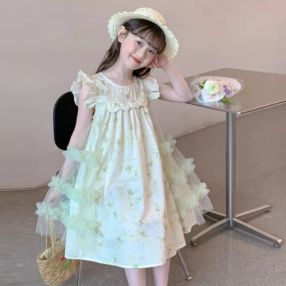 Floral Print Pleated Kids Ruffles Mesh Dress Round Neck Sleeveless Girls Puff Sleeve Skirt Casual Loose Children Princess Dress
Floral Print Pleated Kids Ruffles Mesh Dress Round Neck Sleeveless Girls Puff Sleeve Skirt Casual Loose Children Princess Dress