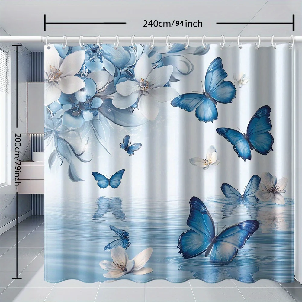 VIKAMA сине-белая занавеска для душа с цветочным принтом и бабочкой, свежий и мечтательный стиль, домашний декор для ванной комнаты, можно стирать в машине
VIKAMA сине-белая занавеска для душа с цветочным принтом и бабочкой, свежий и мечтательный стиль, домашний декор для ванной комнаты, можно стирать в машине