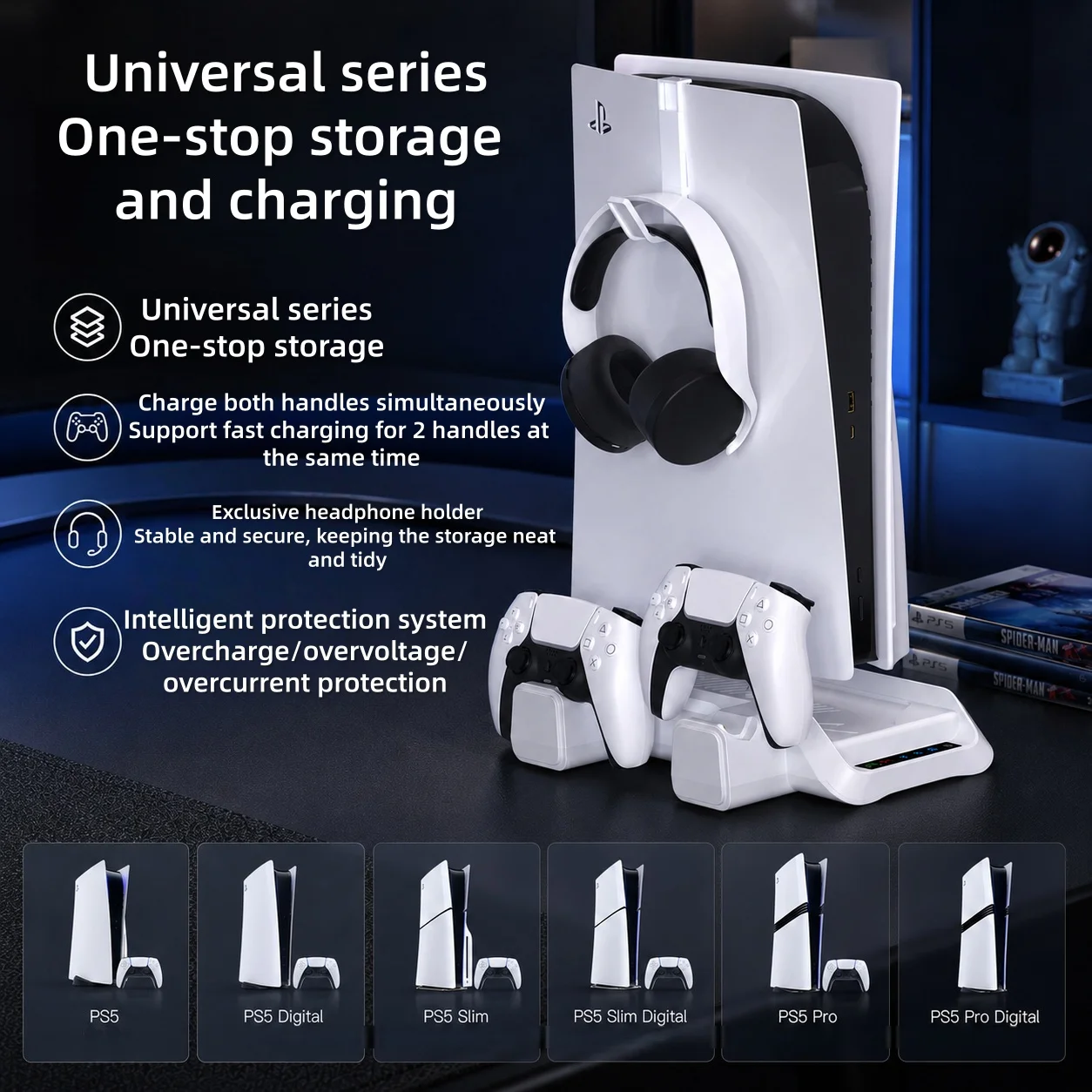 Wall Mount Kit with RGB Light For PS5/ Pro/ Slim Console Dual Controller Charging Station Headset Hanger For PS5 Accessories
Wall Mount Kit with RGB Light For PS5/ Pro/ Slim Console Dual Controller Charging Station Headset Hanger For PS5 Accessories