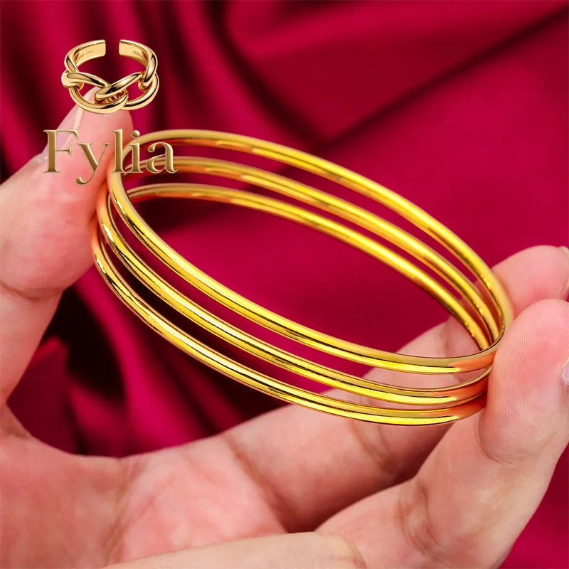 Fylia Jewelry 2.8mm Three-Life Bracelet for Women, 24K Gold, AU999 | Polished triple rings, 2.8mm sleek band for daily elegance
Fylia Jewelry 2.8mm Three-Life Bracelet for Women, 24K Gold, AU999 | Polished triple rings, 2.8mm sleek band for daily elegance