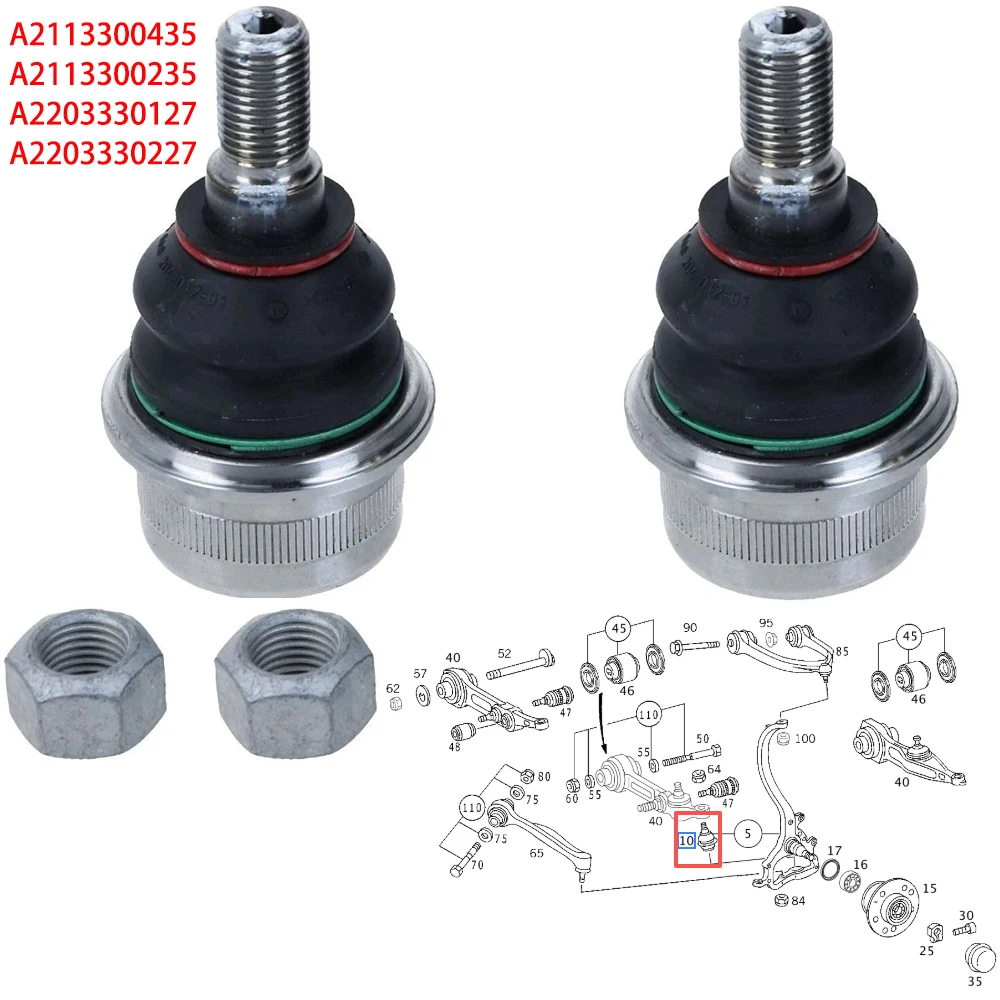 2x 2113300435 Front Suspension Lower Ball Joints for Mercedes Benz W211 W215 W219 W220 W230 CL/E/S/SL Class E320 E350 CLS63 CLS
2x 2113300435 Front Suspension Lower Ball Joints for Mercedes Benz W211 W215 W219 W220 W230 CL/E/S/SL Class E320 E350 CLS63 CLS
