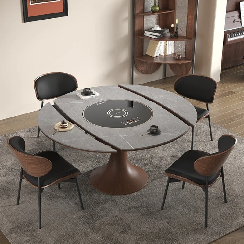 Rock slab retractable dining table Small apartment with embedded vegetable heating board Induction cooker
Rock slab retractable dining table Small apartment with embedded vegetable heating board Induction cooker