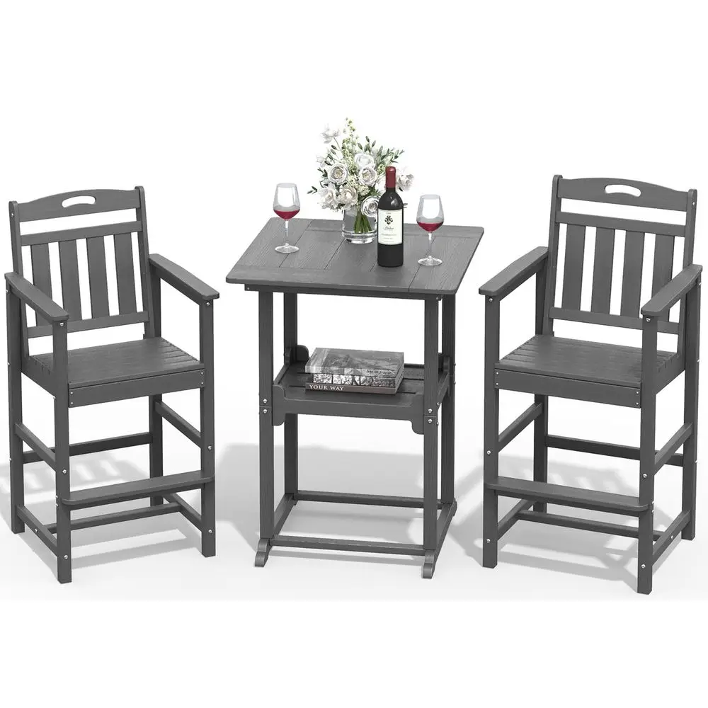Bistro Bar Set, Patio High Top Table and Bar Height Tall Adirondack Chairs Set of 2, AllWeather HDPE Square Pub Furniture for O
Bistro Bar Set, Patio High Top Table and Bar Height Tall Adirondack Chairs Set of 2, AllWeather HDPE Square Pub Furniture for O