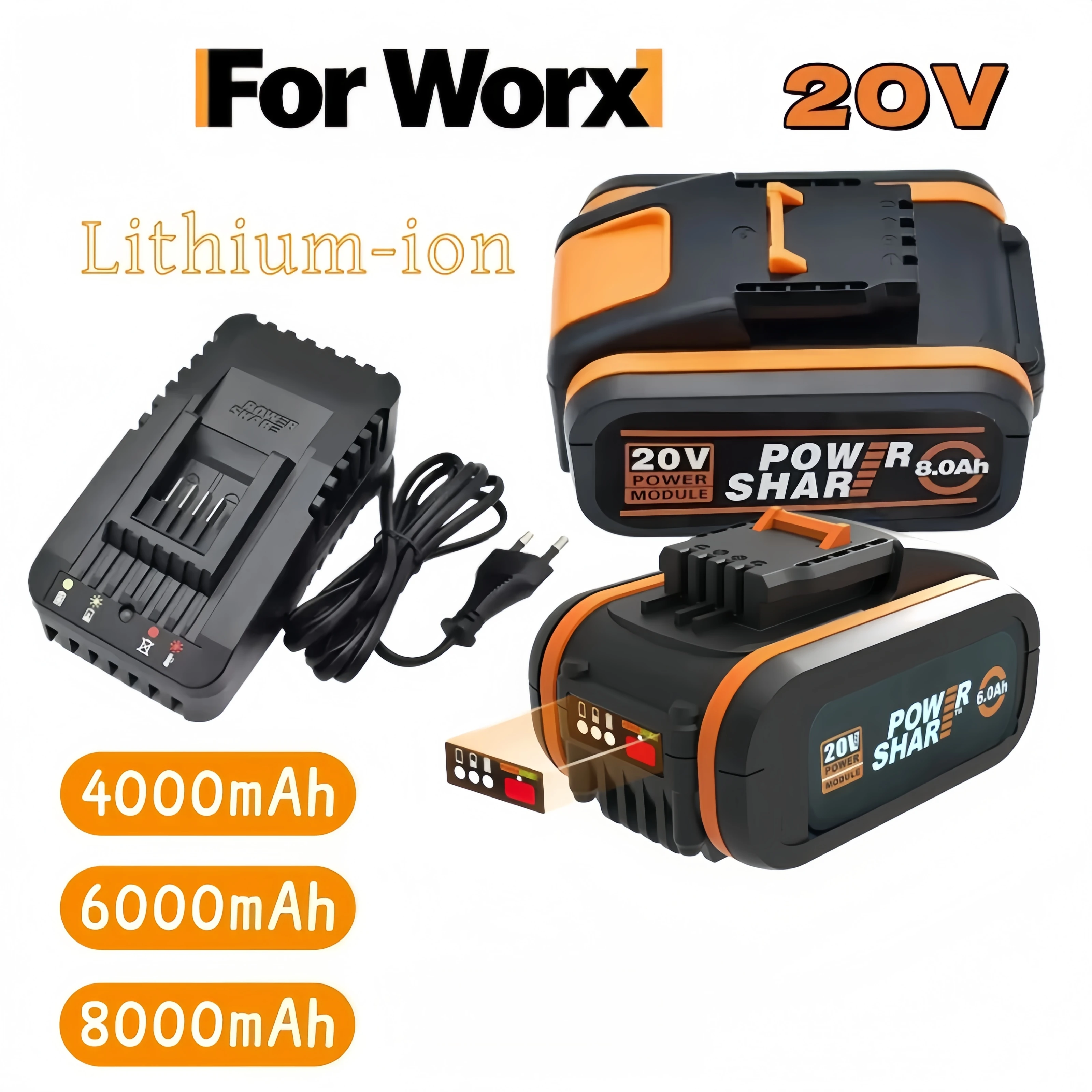 For Worx 20V Replacement Li-ion Battery 4.0Ah Compatible with Worx 20V Power Share Cordless Tools WA3520 WA3525 WA3575 WA3578
For Worx 20V Replacement Li-ion Battery 4.0Ah Compatible with Worx 20V Power Share Cordless Tools WA3520 WA3525 WA3575 WA3578