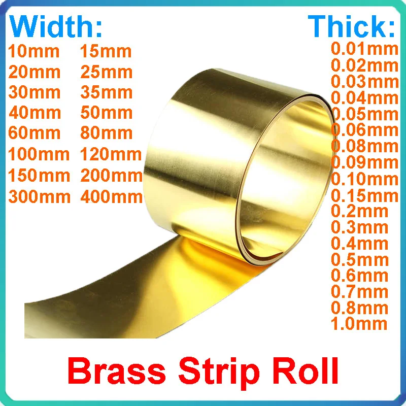 1Meter Brass Strip Roll Length Thickness 0.01/0.02/0.03/0.05/0.06-1mm Brass Foil Width 10/15/20/25/30-300mm Brass Strip Sheet 
1Meter Brass Strip Roll Length Thickness 0.01/0.02/0.03/0.05/0.06-1mm Brass Foil Width 10/15/20/25/30-300mm Brass Strip Sheet