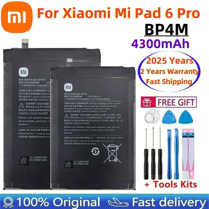 2025 Years 100% Original Brand New BP4M 4300mAh Battery For Xiaomi Mi Pad 6 Pro Tablet 6 Pro phone Batteries
2025 Years 100% Original Brand New BP4M 4300mAh Battery For Xiaomi Mi Pad 6 Pro Tablet 6 Pro phone Batteries