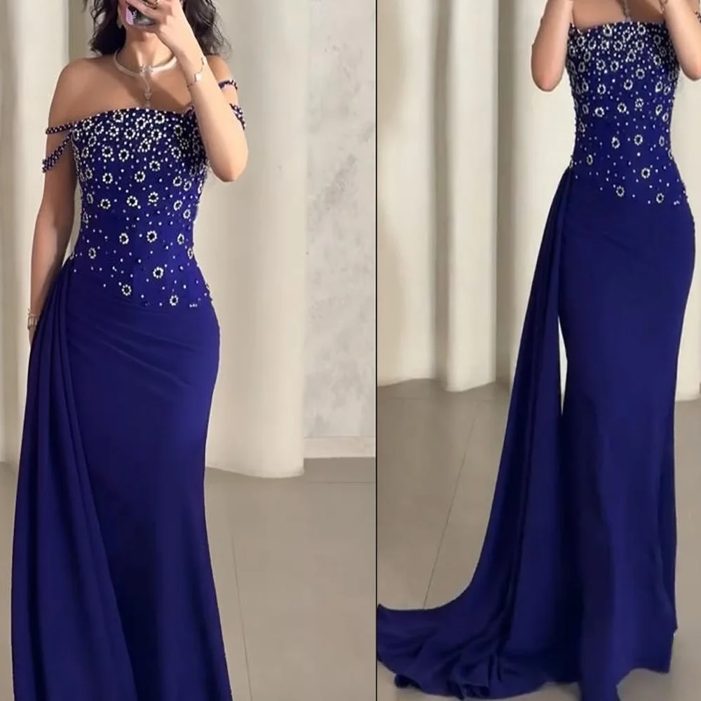 Customized Strapless Satin Evening Party Dress with Crystal Corset Glamorous Sheath Backless Saudi Prom Gown Sweep Train
Customized Strapless Satin Evening Party Dress with Crystal Corset Glamorous Sheath Backless Saudi Prom Gown Sweep Train