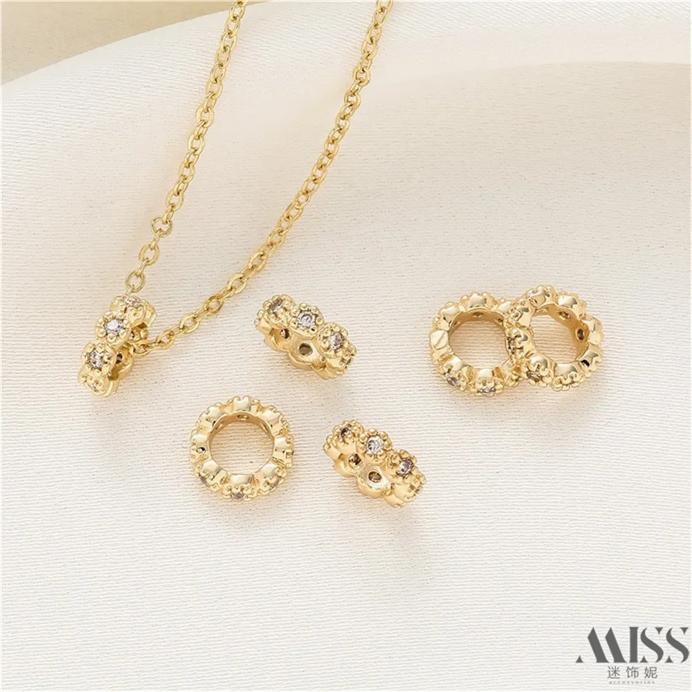 14K Gold-plated Zircon Crown Wreath Pearl Separated Running Ring Pendant DIY Handmade Bracelet Necklace Accessories
14K Gold-plated Zircon Crown Wreath Pearl Separated Running Ring Pendant DIY Handmade Bracelet Necklace Accessories