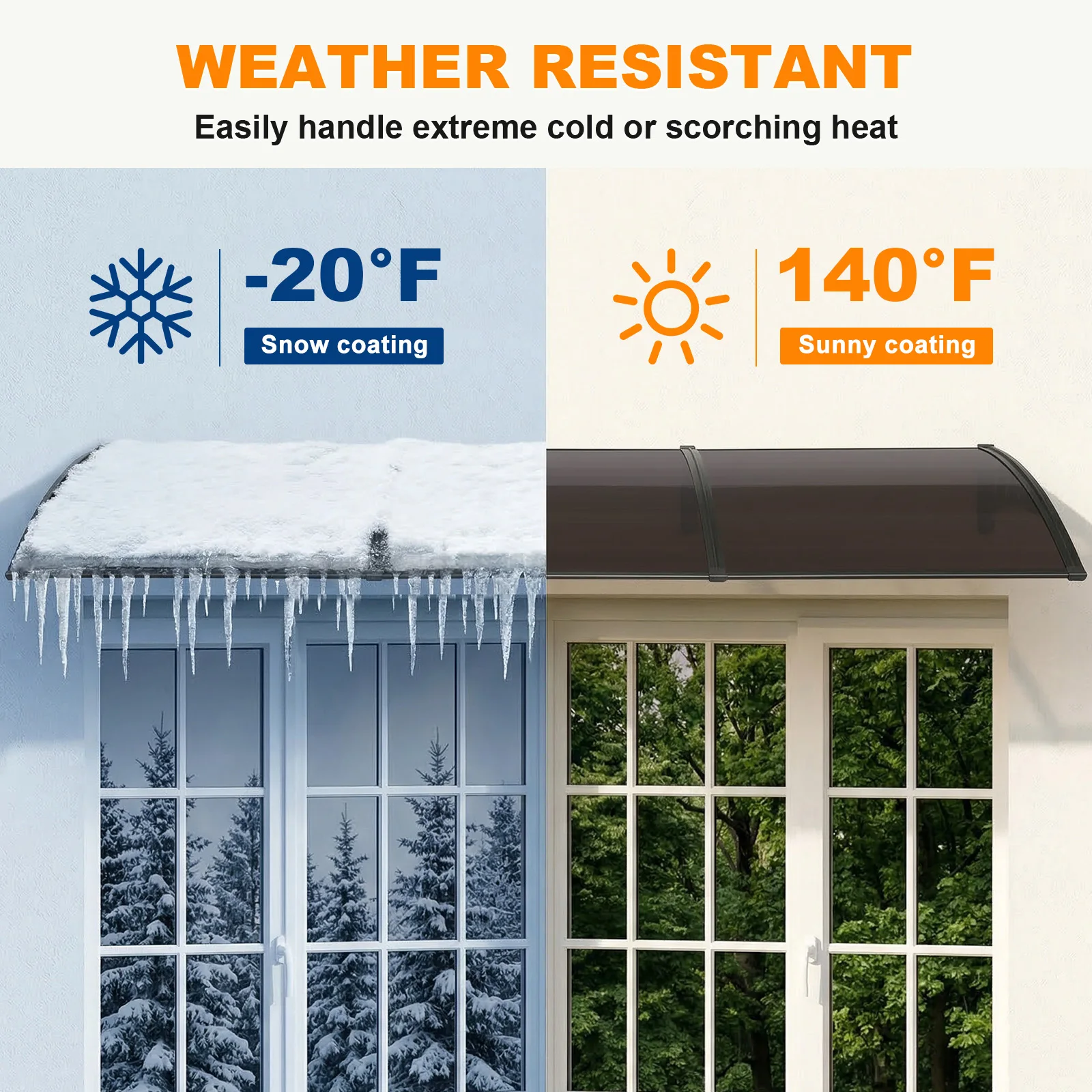 Window Awning 118.11x39.37in with Separate Drainage with Black Bracket UV Rain and Snow Protection for Porch Patios Windows Deck
Window Awning 118.11x39.37in with Separate Drainage with Black Bracket UV Rain and Snow Protection for Porch Patios Windows Deck