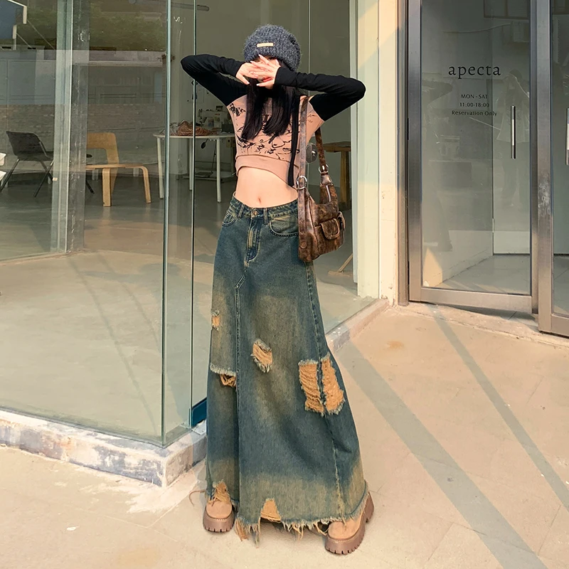 Vintage Blue Denim Women's Skirt High Waist Long A Line Flared Maxi Boho Retro Streetwear Casual
Vintage Blue Denim Women's Skirt High Waist Long A Line Flared Maxi Boho Retro Streetwear Casual