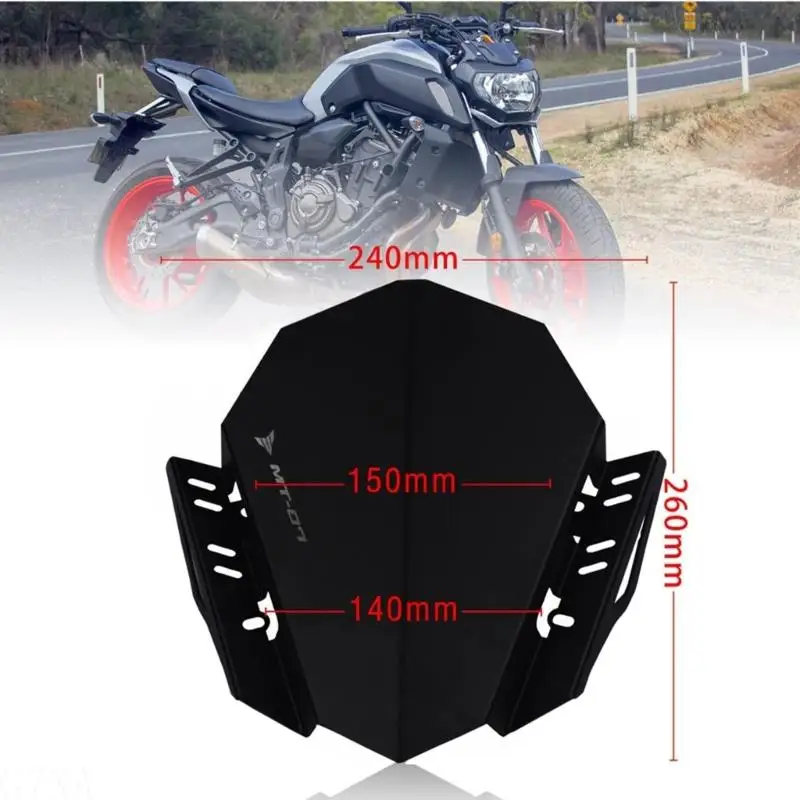 G7NA Motorcycle Windshield Front Windscreen Deflector Windshield Aerodynamic Shield Simple Installation for Bikes MT07 FZ07
G7NA Motorcycle Windshield Front Windscreen Deflector Windshield Aerodynamic Shield Simple Installation for Bikes MT07 FZ07