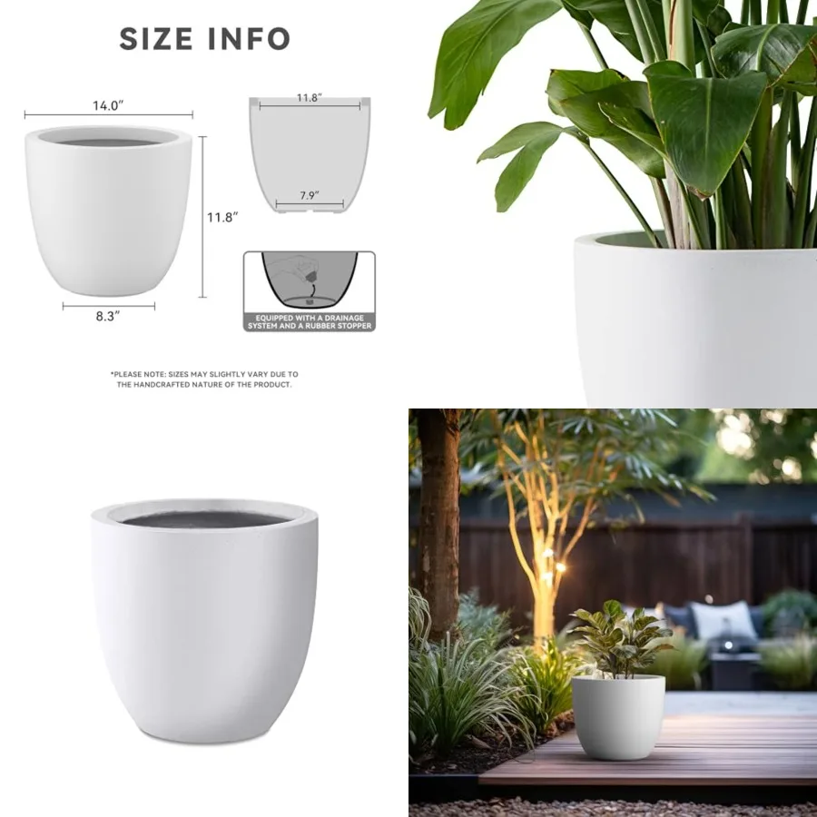 14 Inch Dia Round Concrete Planter, Indoor Outdoor Large Plant Pot with Drainage Hole and Rubber Plug for Home Patio Garden
14 Inch Dia Round Concrete Planter, Indoor Outdoor Large Plant Pot with Drainage Hole and Rubber Plug for Home Patio Garden