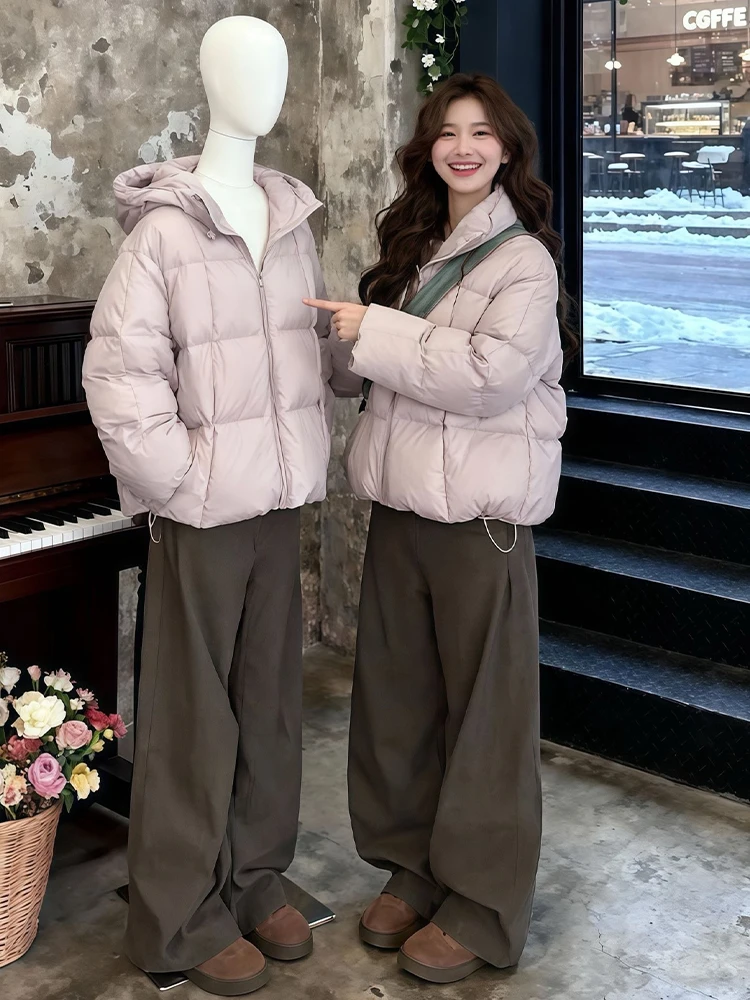 Pink Hooded Cotton Jacket Wide Leg Pants Set Fashionable Early Winter Women's Outfit High Waist Long Sleeve Korean Style
Pink Hooded Cotton Jacket Wide Leg Pants Set Fashionable Early Winter Women's Outfit High Waist Long Sleeve Korean Style