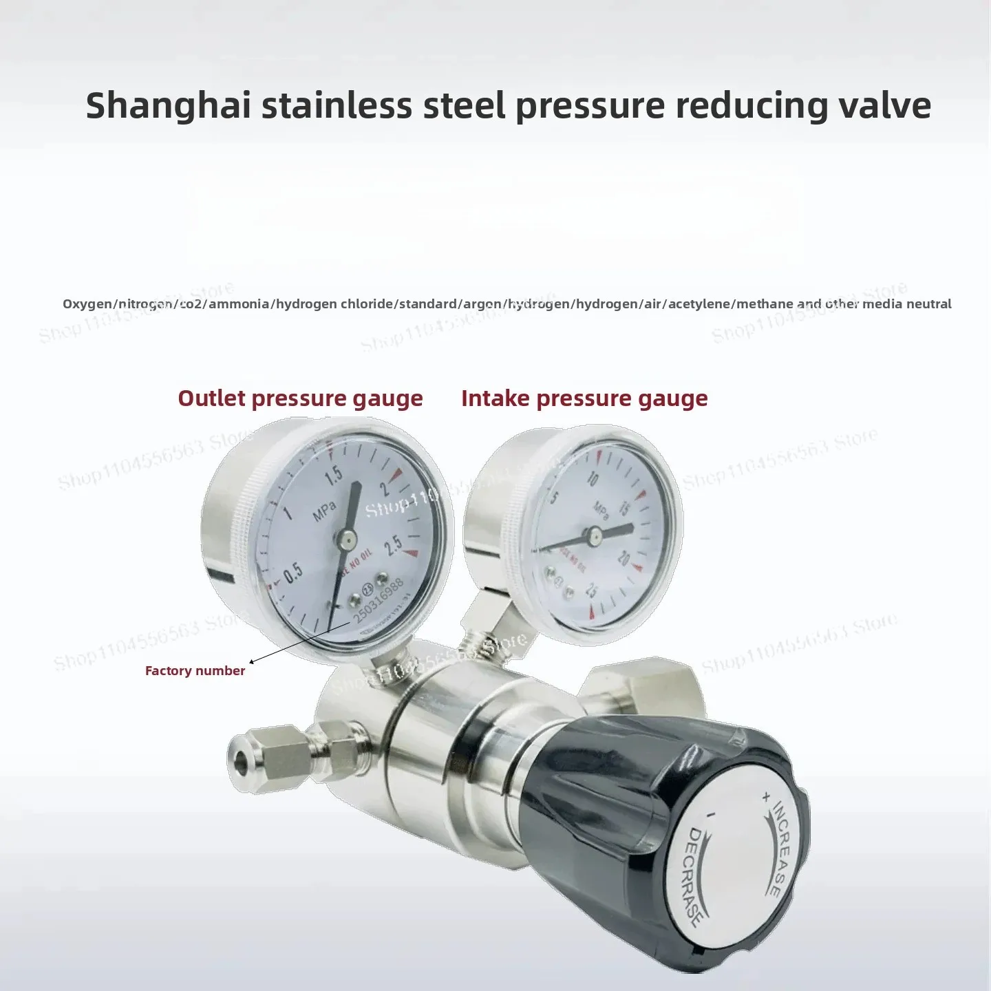 316L stainless steel 8L cylinder gas first-class high pressure reducer
316L stainless steel 8L cylinder gas first-class high pressure reducer