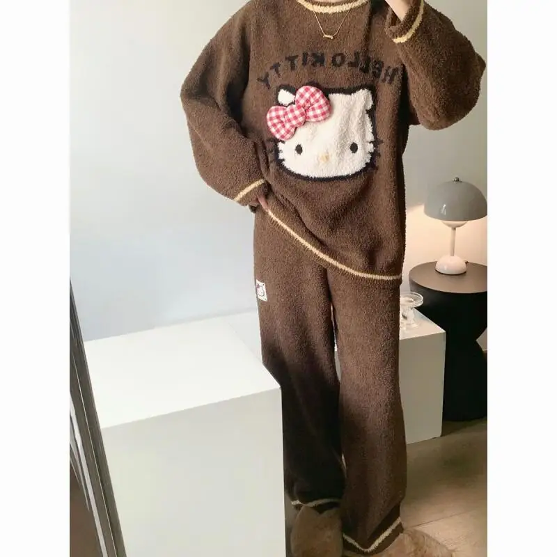 New Cartoon Hello Kitty Pajamas Women Winter Knitted Fleece Cute New Thick Warm Homewear Set Kawaii Fashion Sleepwear Set
New Cartoon Hello Kitty Pajamas Women Winter Knitted Fleece Cute New Thick Warm Homewear Set Kawaii Fashion Sleepwear Set