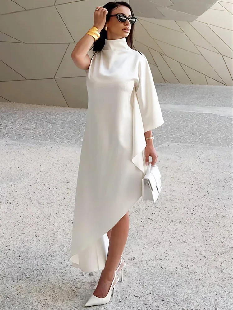 2025 Women Fashion Turtleneck High Split Club Party Evening Long Dresses Female Satin Irregular One Sleeve Sexy Maxi Dress
2025 Women Fashion Turtleneck High Split Club Party Evening Long Dresses Female Satin Irregular One Sleeve Sexy Maxi Dress