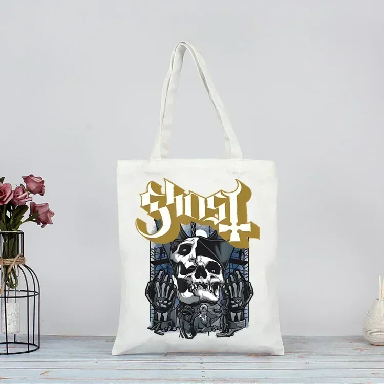 Ghost Band Эстетическая гранж-металлическая сумка для покупок с принтом Оригинальный дизайн Белые модные дорожные холщовые сумки унисекс
Ghost Band Эстетическая гранж-металлическая сумка для покупок с принтом Оригинальный дизайн Белые модные дорожные холщовые сумки унисекс
