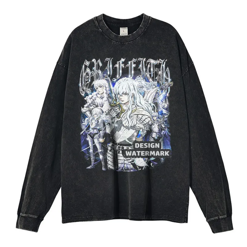 Футболка с длинным рукавом Berserk, аниме Guts Griffith, винтажная стираная толстовка с принтом Manga DTG, большие размеры для мужчин и девочек, 100% хлопок
Футболка с длинным рукавом Berserk, аниме Guts Griffith, винтажная стираная толстовка с принтом Manga DTG, большие размеры для мужчин и девочек, 100% хлопок