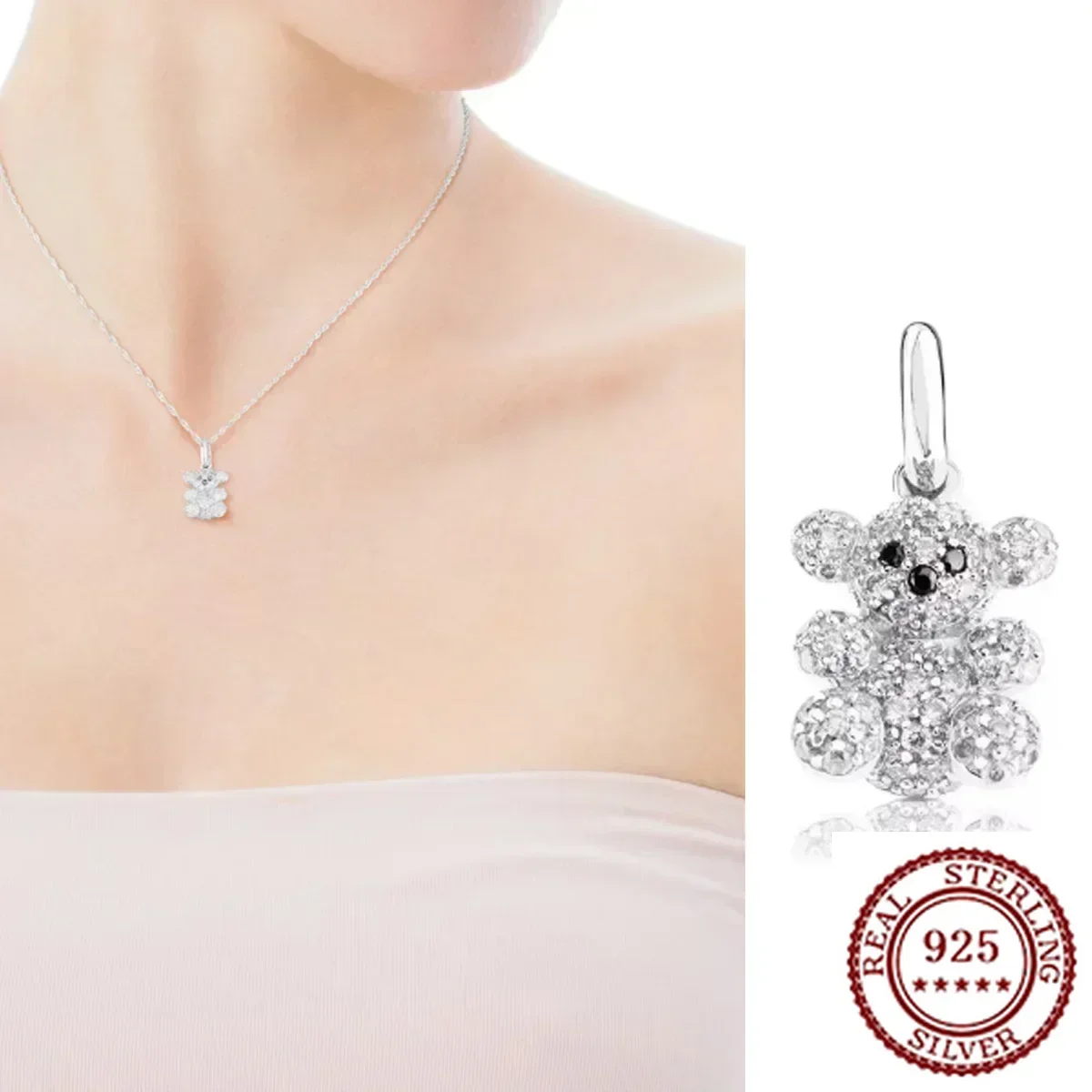 Silver Necklace With Spanish Bear Pendant For Women, Small Decorative Jewelry, Cute Gift, High Quality, Free Shipping
Silver Necklace With Spanish Bear Pendant For Women, Small Decorative Jewelry, Cute Gift, High Quality, Free Shipping