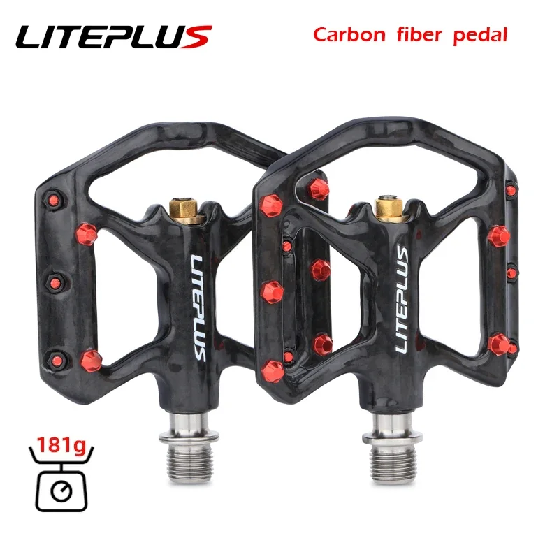 LP Liteplus Ultralight Carbon Fiber Pedal Titanium Sealed Bearings For Folding Bicycle Mountain Non-Slip Bike Pedals 181g
LP Liteplus Ultralight Carbon Fiber Pedal Titanium Sealed Bearings For Folding Bicycle Mountain Non-Slip Bike Pedals 181g