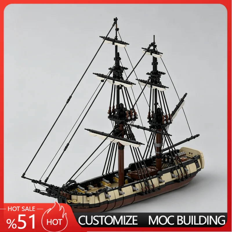 2636 Parts Vintage Two-Masted Royal Navy Frigate MOC Ancient Sail Warship Model DIY Building Blocks Educational Birthday Gifts
2636 Parts Vintage Two-Masted Royal Navy Frigate MOC Ancient Sail Warship Model DIY Building Blocks Educational Birthday Gifts
