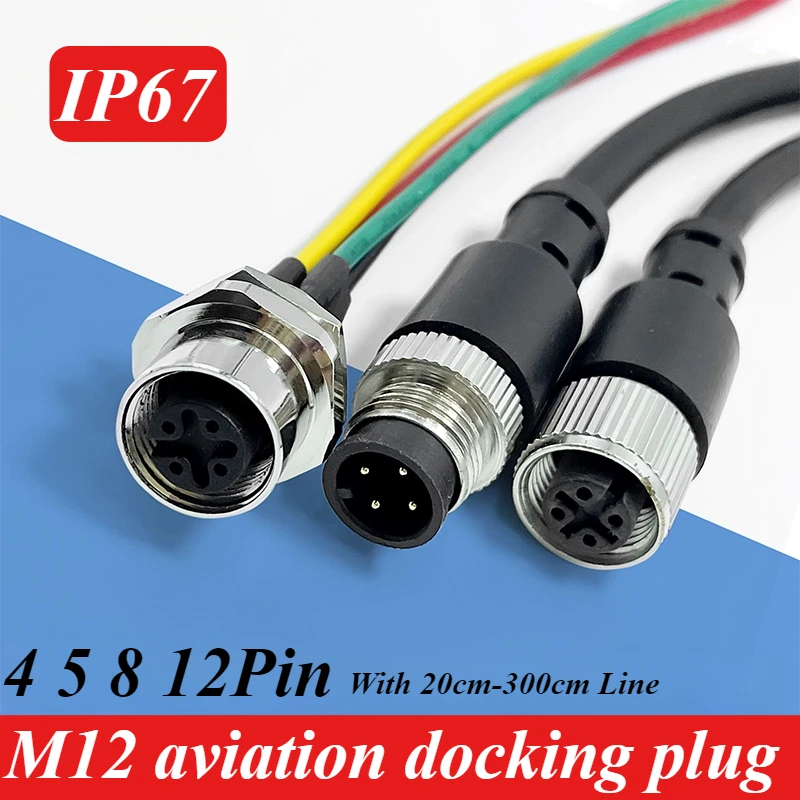 M12 4 5 8 12 Pin Aviation Plug with 0.2m-3m Wire Industrial Pure Copper Solder-free Docking Male Female Sensor Connection Line
M12 4 5 8 12 Pin Aviation Plug with 0.2m-3m Wire Industrial Pure Copper Solder-free Docking Male Female Sensor Connection Line