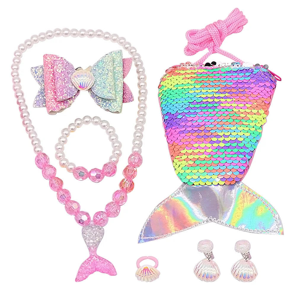 7 in Little Girl Hair Accessories Kids Mermaid Ring Party Costume Sequin Bag Girls Necklace Jewelry Kit Children Baby
7 in Little Girl Hair Accessories Kids Mermaid Ring Party Costume Sequin Bag Girls Necklace Jewelry Kit Children Baby