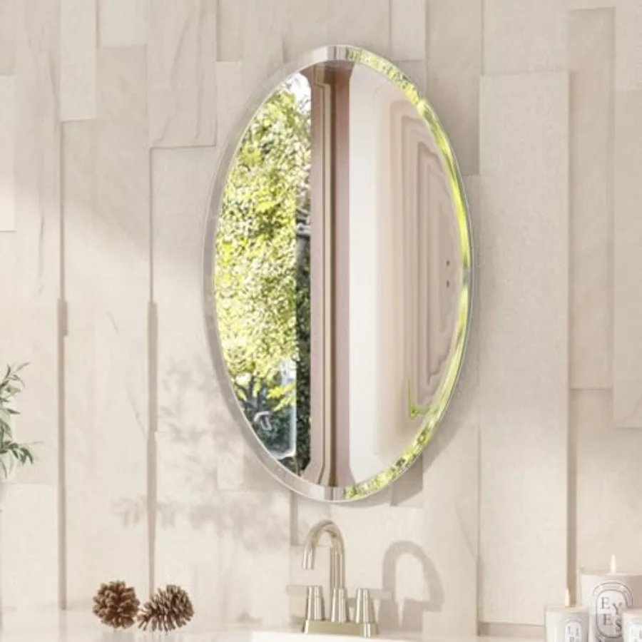 Frameless Oval Mirror 18" x 26" Bathroom Wall Mirror with Beveled Edge Modern Decorative Vanity Mirrored for Living Room Entryw
Frameless Oval Mirror 18" x 26" Bathroom Wall Mirror with Beveled Edge Modern Decorative Vanity Mirrored for Living Room Entryw