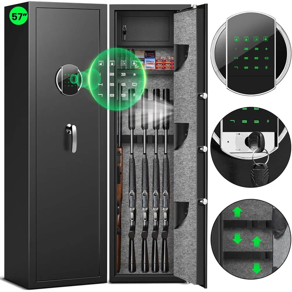 Quick Access 57 Home Security Gun Safe for Rifles and Pistols - Large Heavy Duty Cabinet with LCD Backlit Keypad and Dual Alarm
Quick Access 57 Home Security Gun Safe for Rifles and Pistols - Large Heavy Duty Cabinet with LCD Backlit Keypad and Dual Alarm