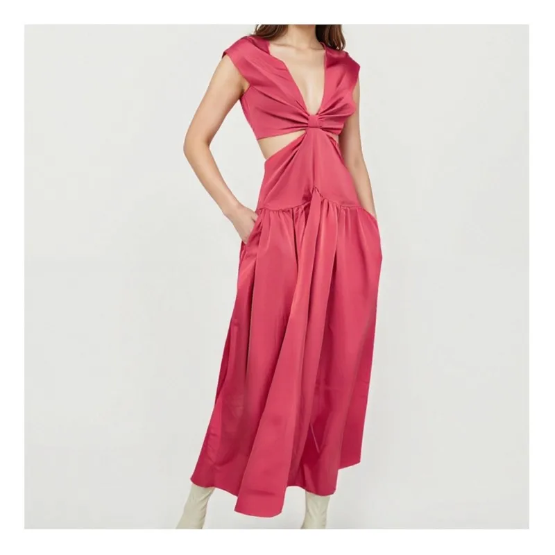 Ladies short-sleeved sash waist deep V-neck with pockets long dress 2025 summer new sexy fashion club party beach
Ladies short-sleeved sash waist deep V-neck with pockets long dress 2025 summer new sexy fashion club party beach