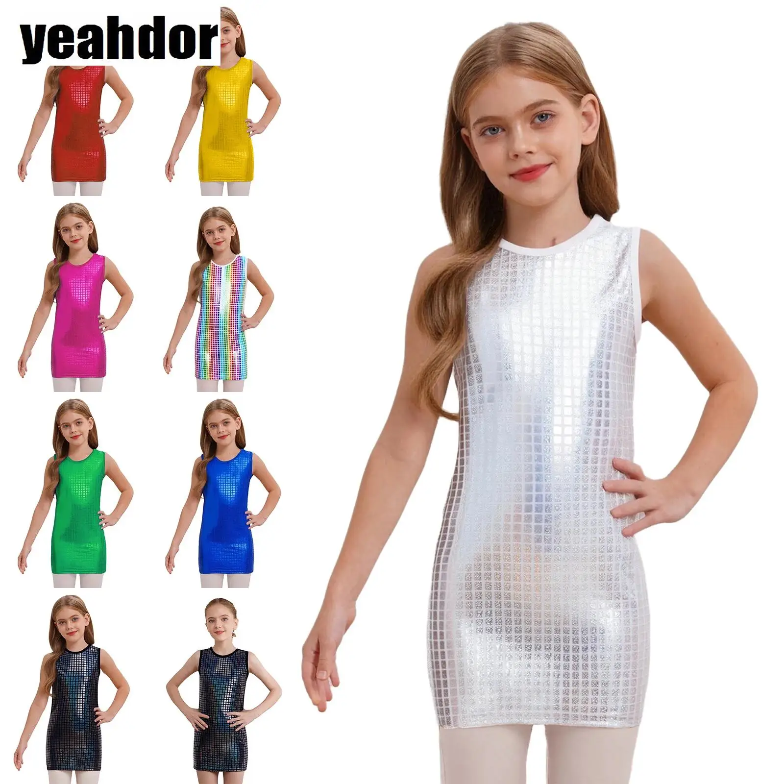 Girls Metallic Plaid Jazz Dance Dress Round Neck Sleeveless Shiny Tank Dress Halloween Cosplay Stage Performance Dance Costumes
Girls Metallic Plaid Jazz Dance Dress Round Neck Sleeveless Shiny Tank Dress Halloween Cosplay Stage Performance Dance Costumes